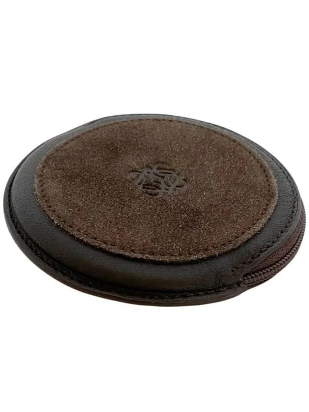 Loewe Coin Case Brown Anagram Purse Leather Suede 12 Logo Mini